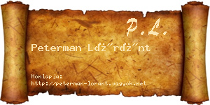 Peterman Lóránt névjegykártya
